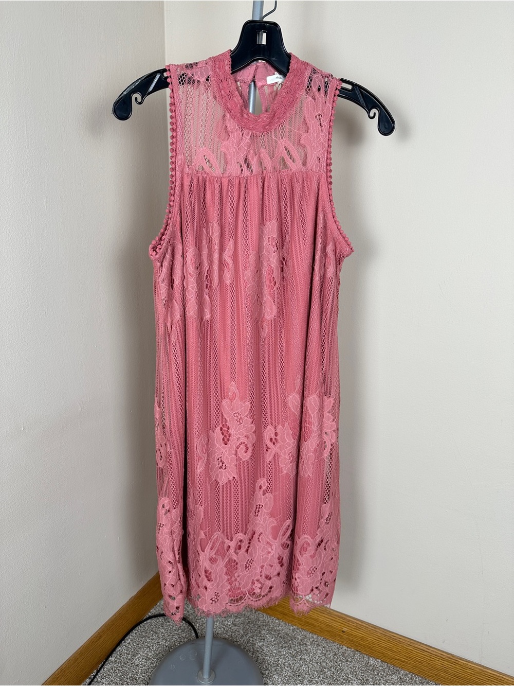 Maurices Pink Lace Floral Pattern Sleeveless Dress